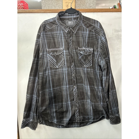 Buckle Other - Buckle‎ Shirt Adult XL Button Down Metal Long Sleeve Plaid BKE Athletic Fit Mens